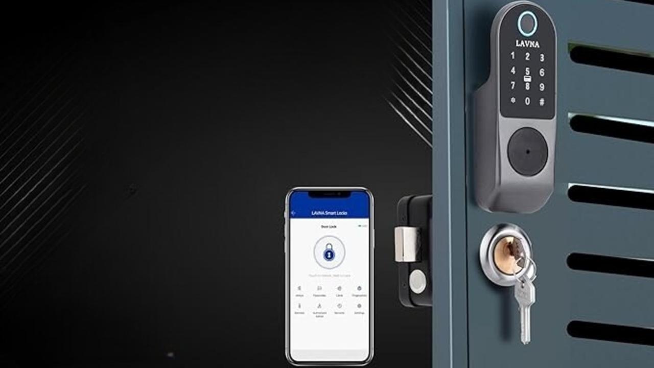 Smart door lock locks saved front technology