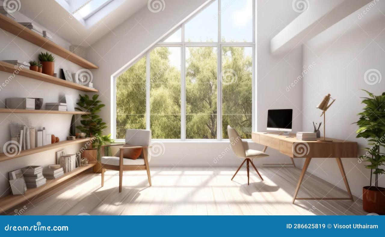 White Interior of Workplace at Home Office for Remote, Work Bright ...